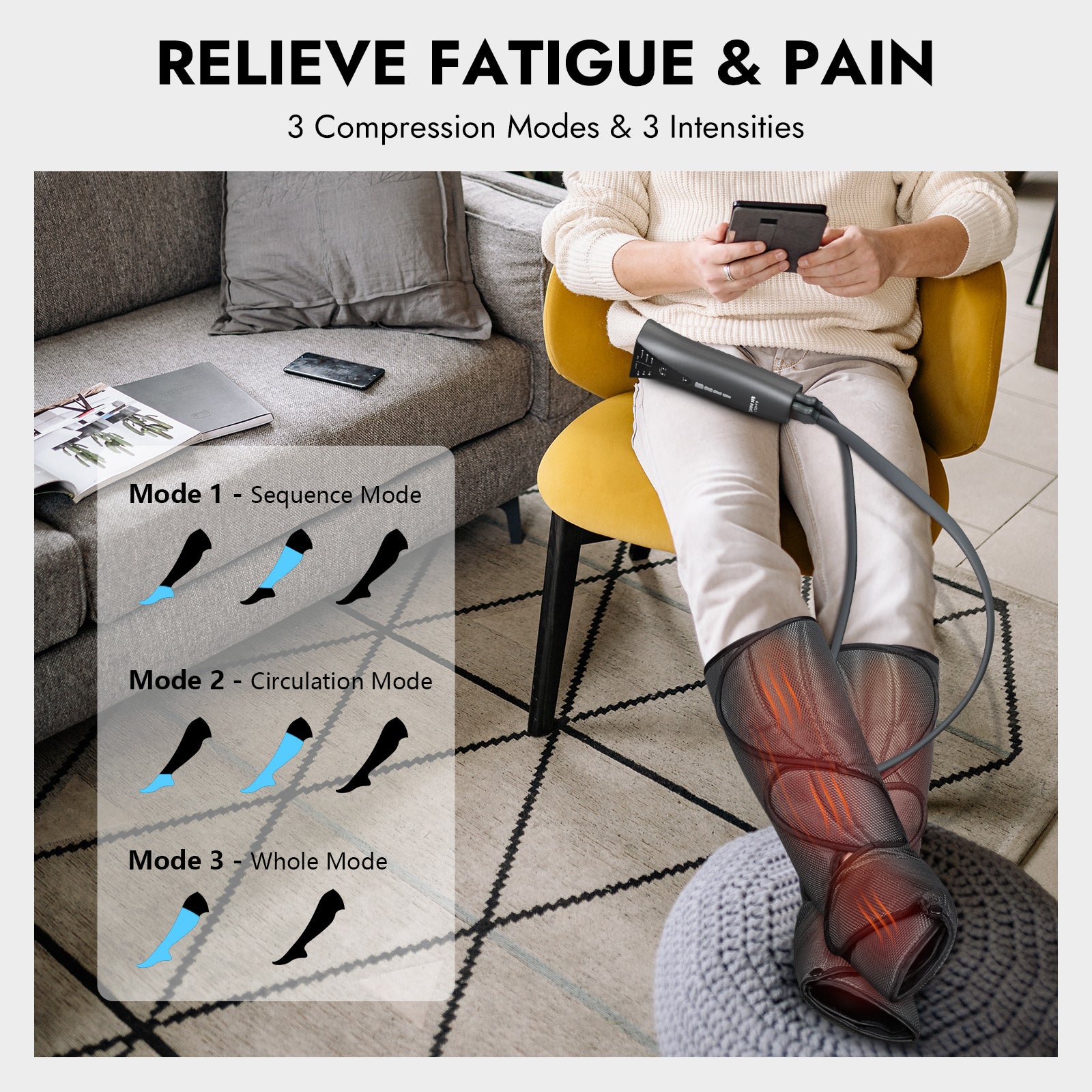 Leg Compression Massager Foot and Calf Massager Machine, Fit King FT-057A